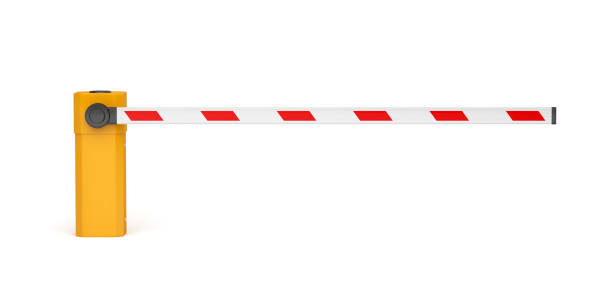 Parking barrier on white background, front view