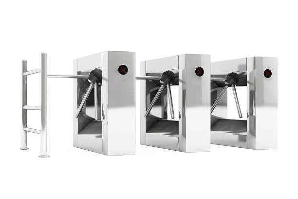 Entrance Tripods Turnstile on a white background. 3d Rendering