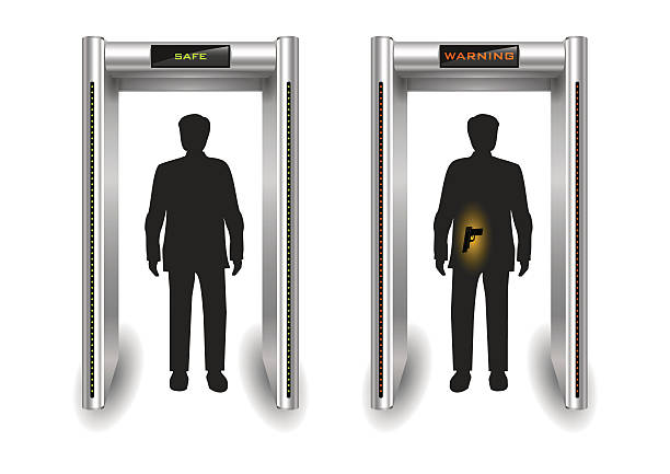Portal frame metal detector controls for the airport or customs. Vector graphics